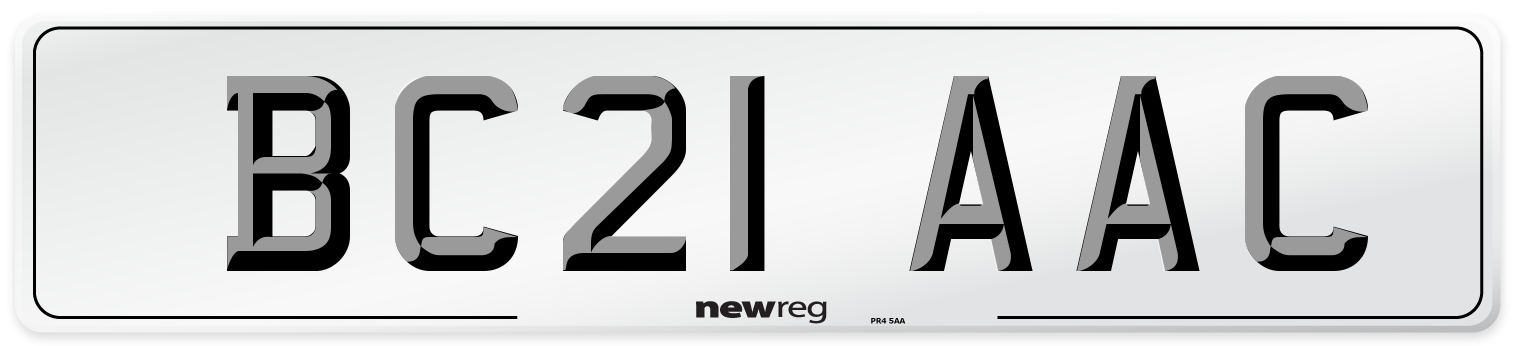 BC21 AAC Number Plate from New Reg